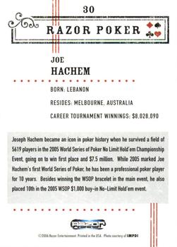 2006 Razor Poker #30 Joe Hachem Back